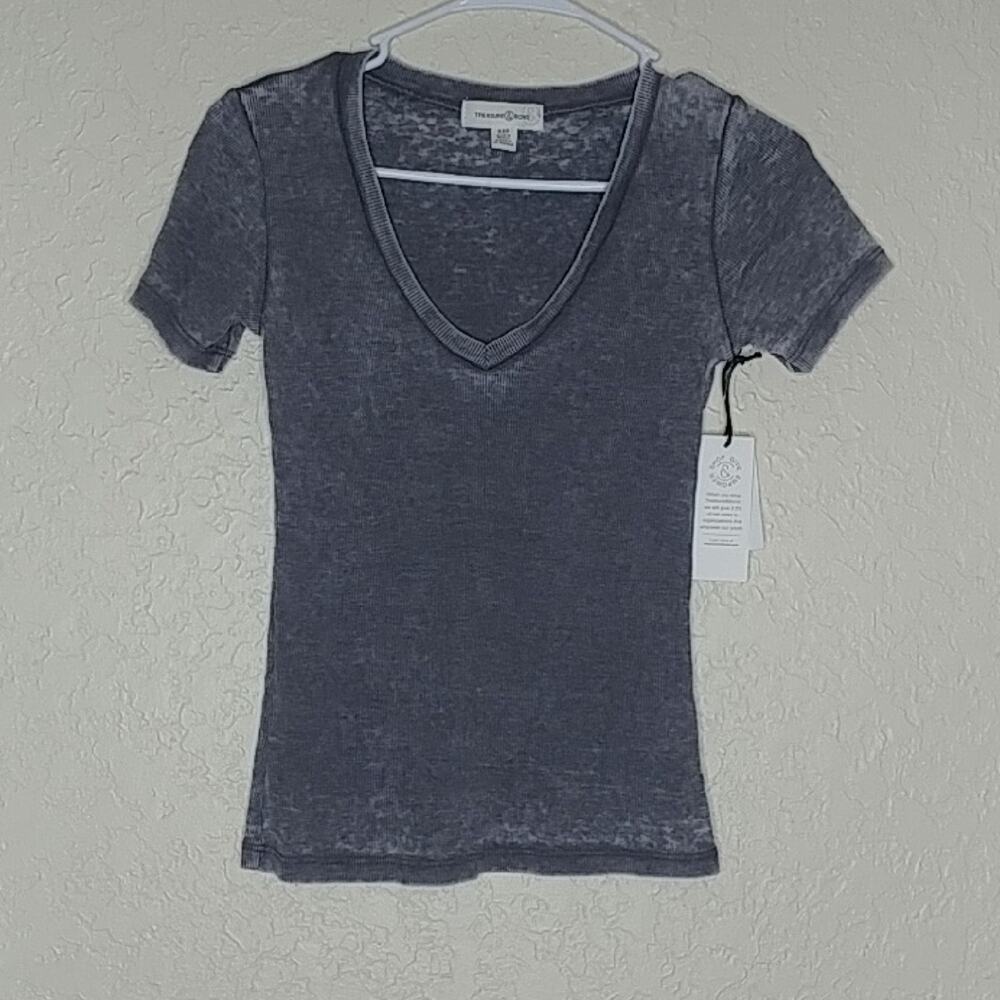 Treasure & Bond Ribbed Short Sleeve Grunge Casual‎ T-Shirt Size XXS